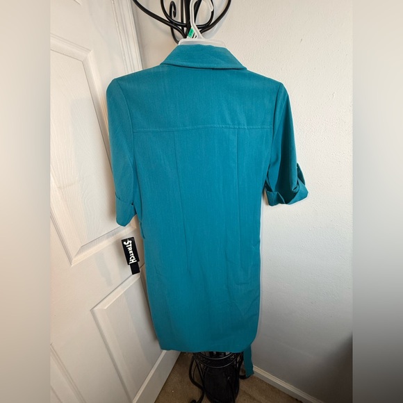 Teal Zip-Front Dress - Picture 2 of 15